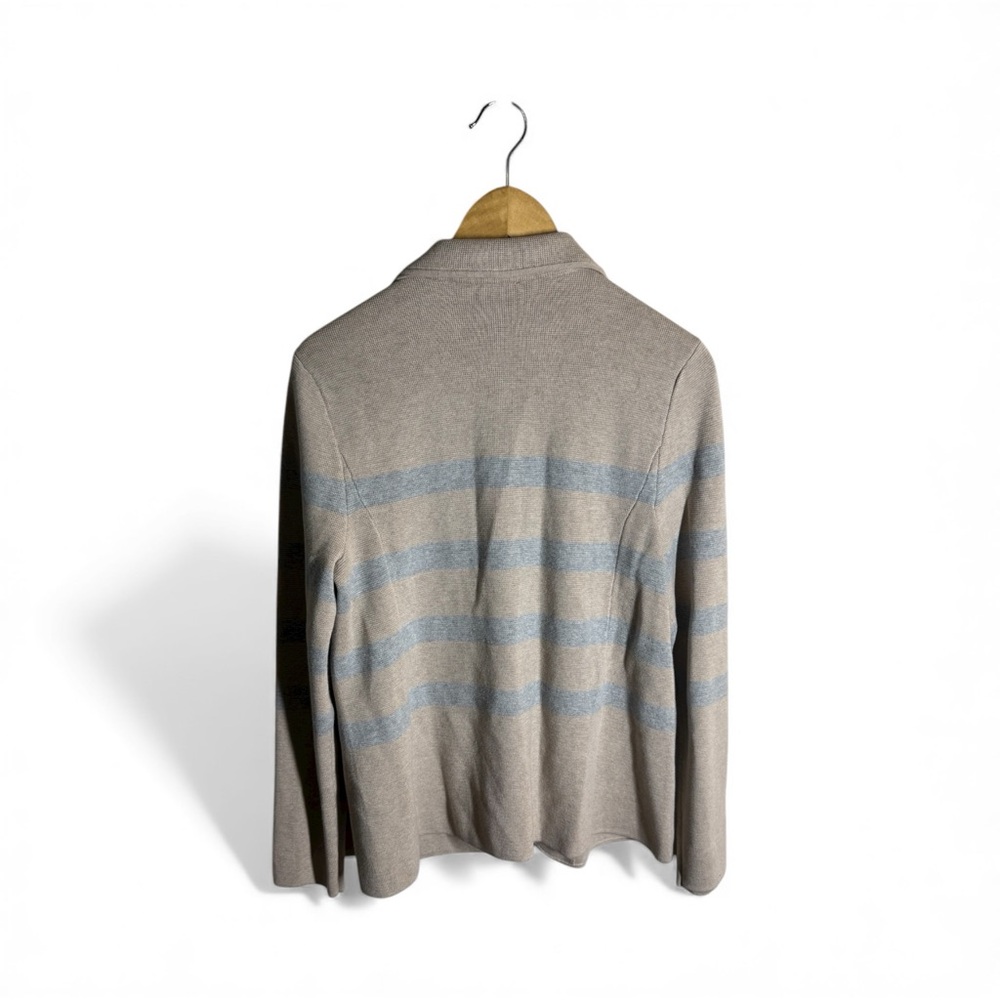 Cozy Talbots Beige/Blue Knit Sweater Blazer Sz. L - Picture 5 of 5